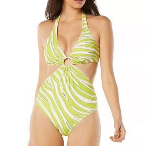 MICHAEL MICHAEL KORS Printed O-Ring Cutout One-Piece Swimsuit size 4‎ NWT